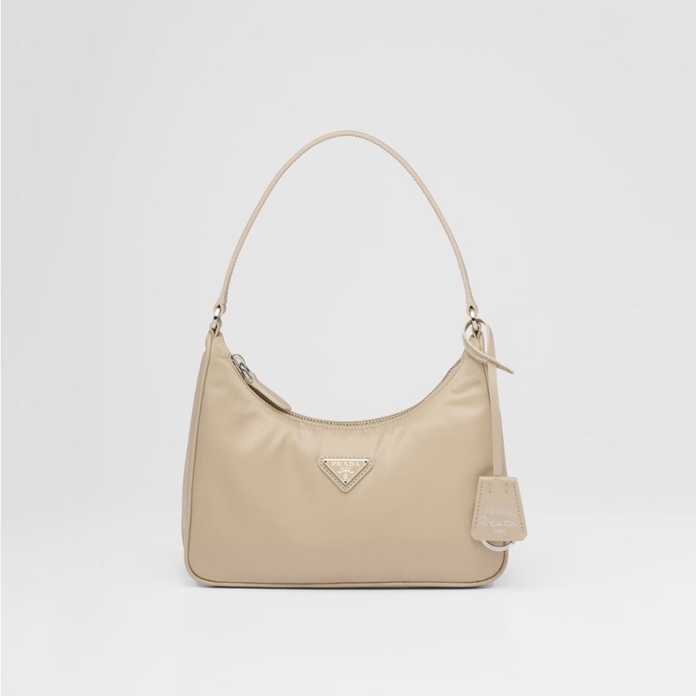 Prada Re-Edition 2005 Re-Nylon and Saffiano mini bag Desert Beige